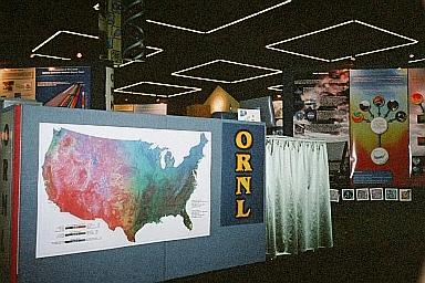 U.S.
Ecoregions Map developed using Multivariate Geographic Clustering on the
Stone SouperComputer (left) at the ORNL booth at SC'99.